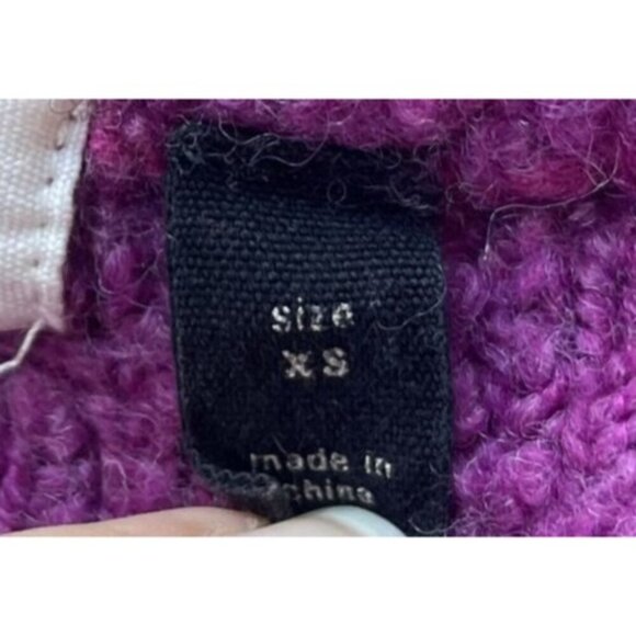 Anthropologie Wool Alpaca Sweater XS Sleeping On Snow Side Slit Fuzzy Purple - Picture 11 of 13